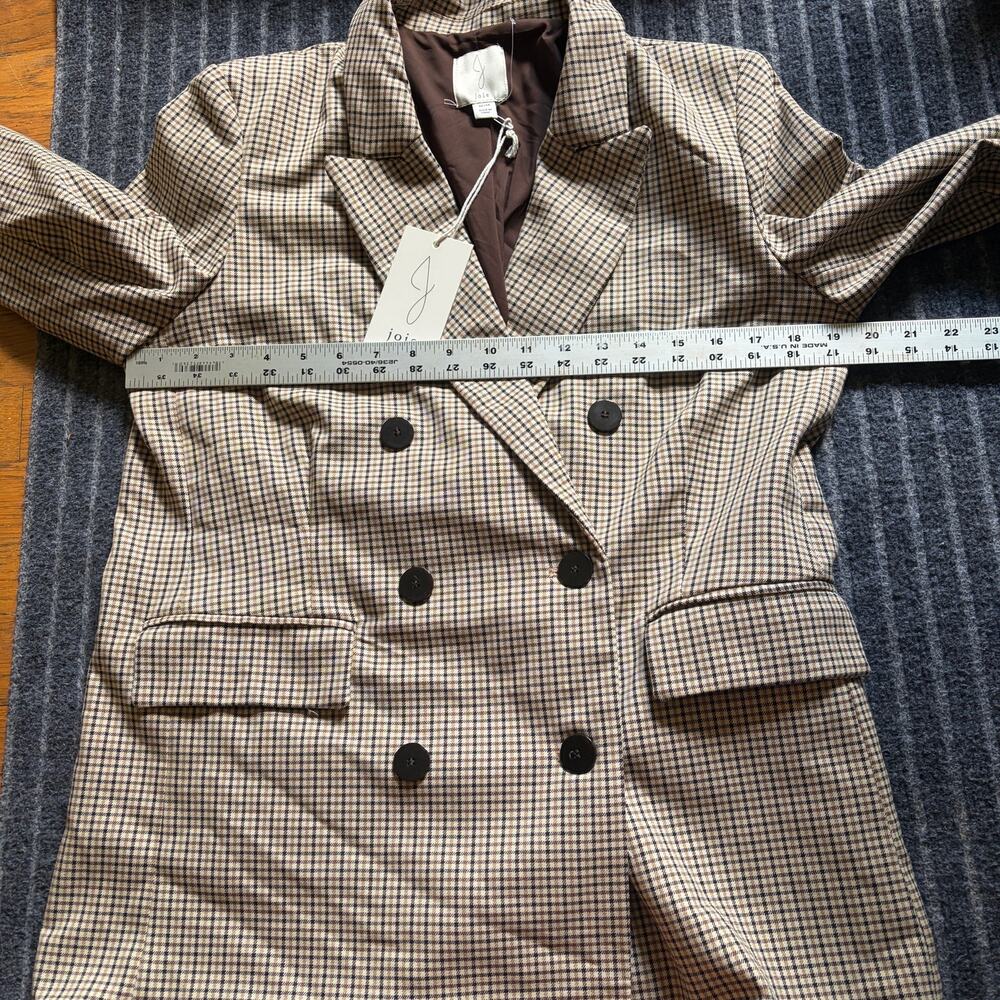 Joie houndstooth double-breasted Blazer Brown Size Medium - Picture 3 of 8
